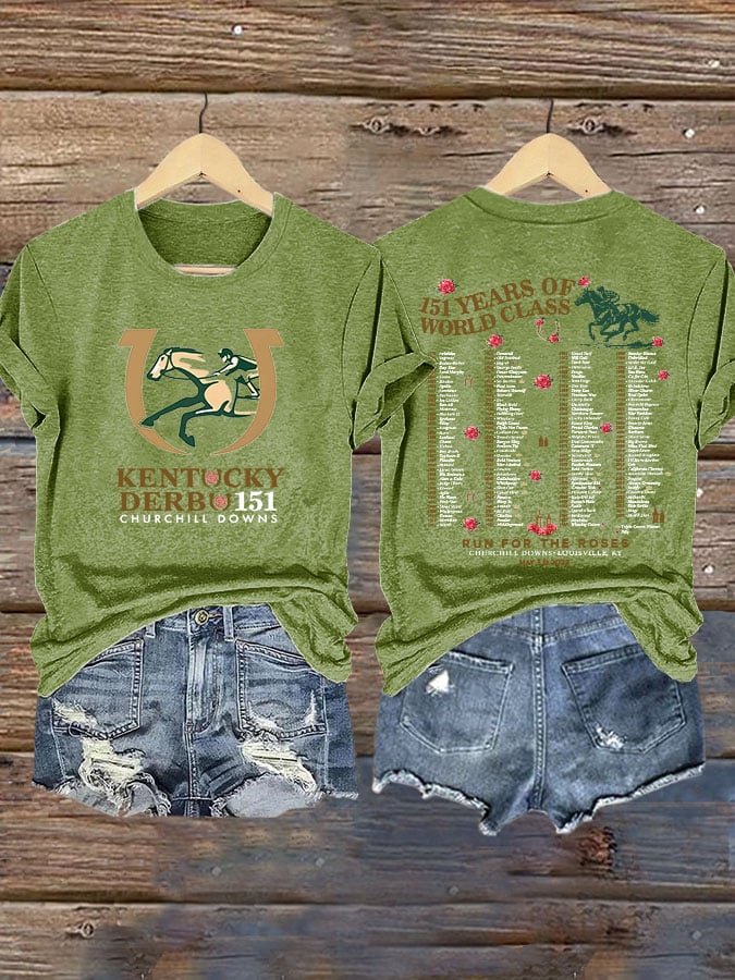 Women’s Retro Kentucky Derby Vibes Churchill Downs Talk Derby To Me 151 Print T-Shirt