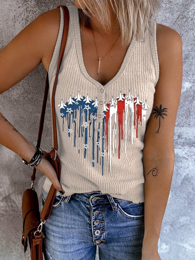 Women's Vintage Flag Print Casual Tank Top
