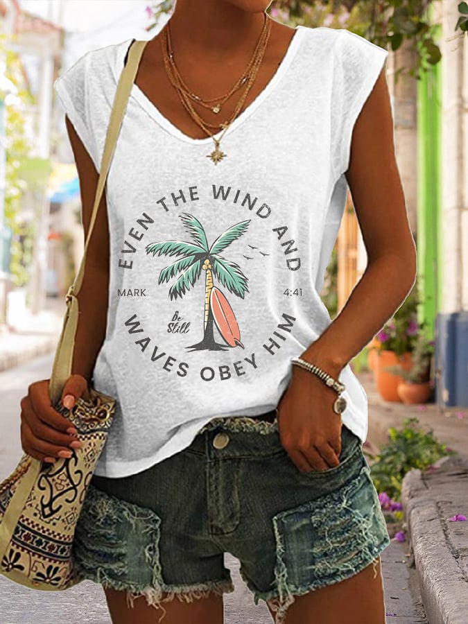 Women'S Casual Christian Scripture Print Tank Top