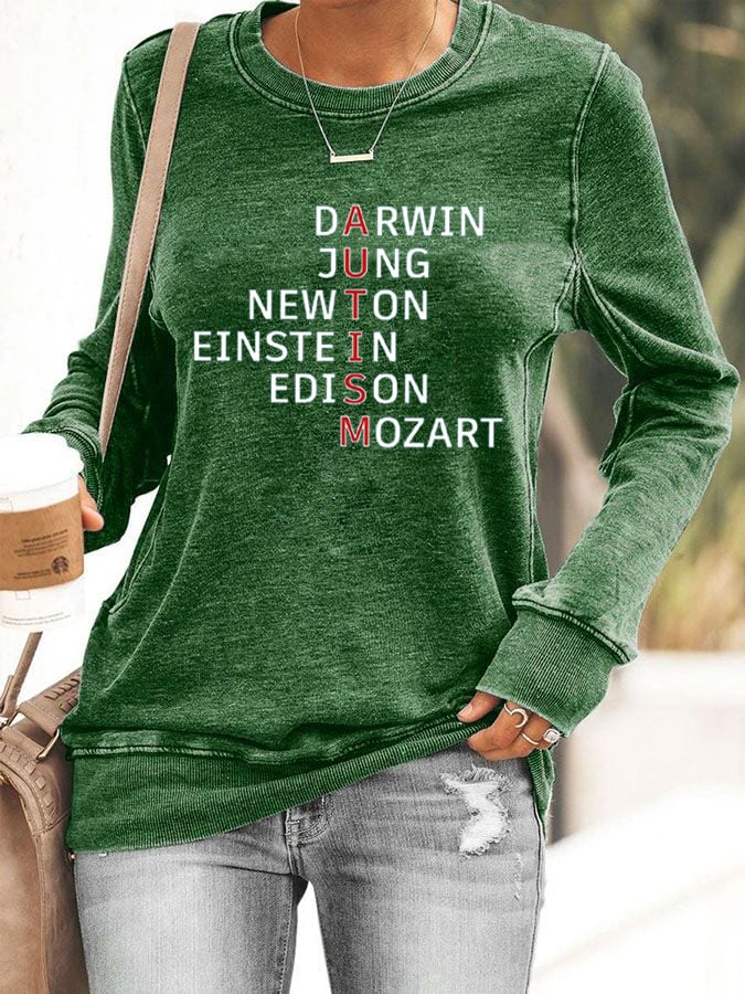 Women's Autism Awareness Print Casual Sweatshirt