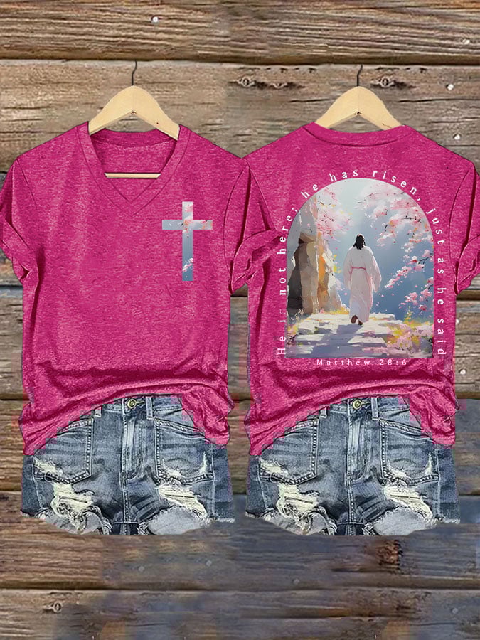He is Not Here He Has Risen, Just As He Said Matthew 28:6 Print T-shirt