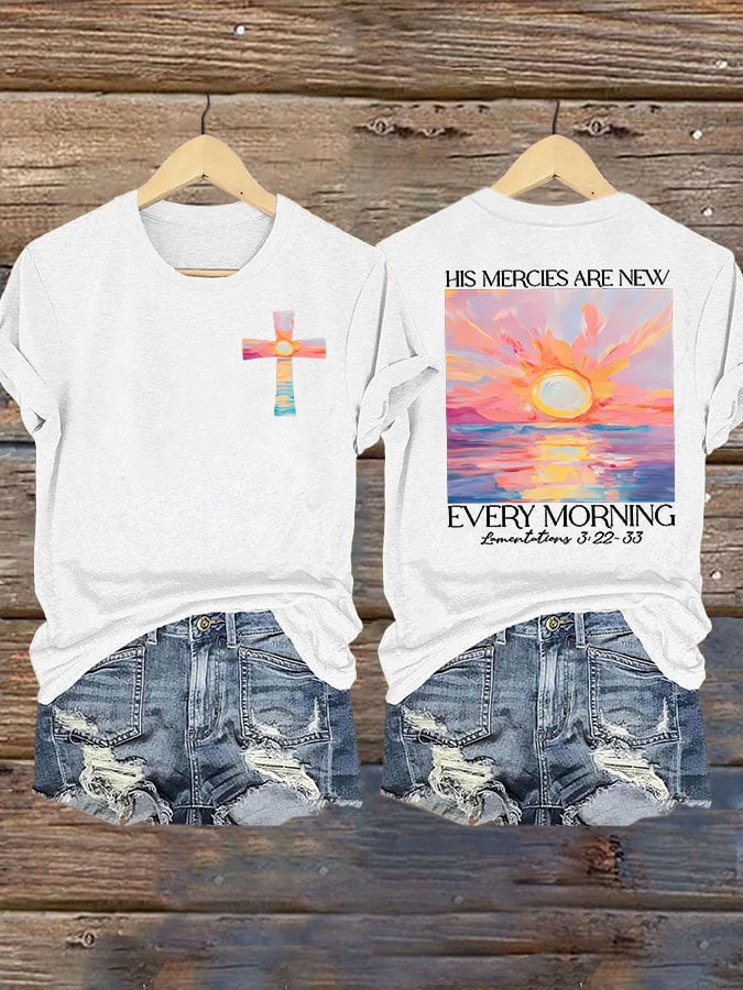 Women's His Mercies Are New Every Morning Feeling Print T-shirt