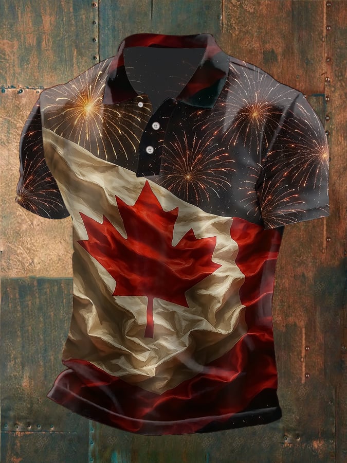 Men's Casual Independence Day Printed Polo Shirt