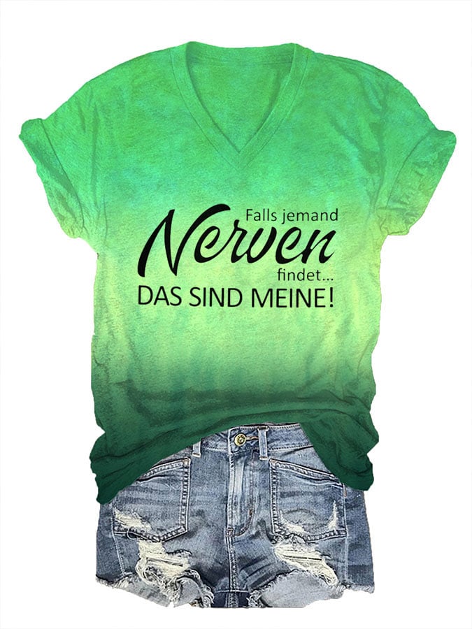 Women's Inspirational Quotes Print V-Neck T-Shirt