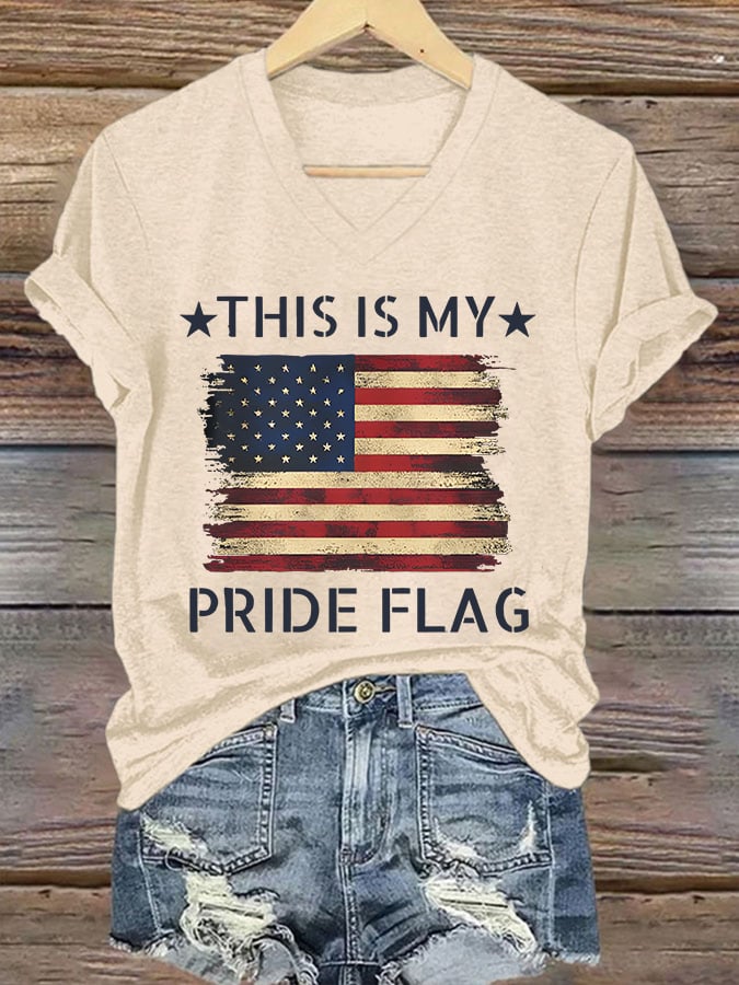 Women'S Casual Faith Flag Graphic Print Short Sleeve T-Shirt