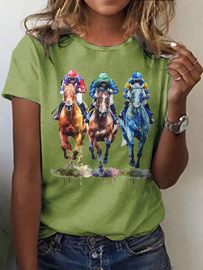 Women's Kentucky Derby Printed Casual T-Shirt