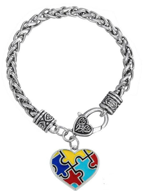 Autism Awareness Geometric Puzzle Alloy Plating Bracelet