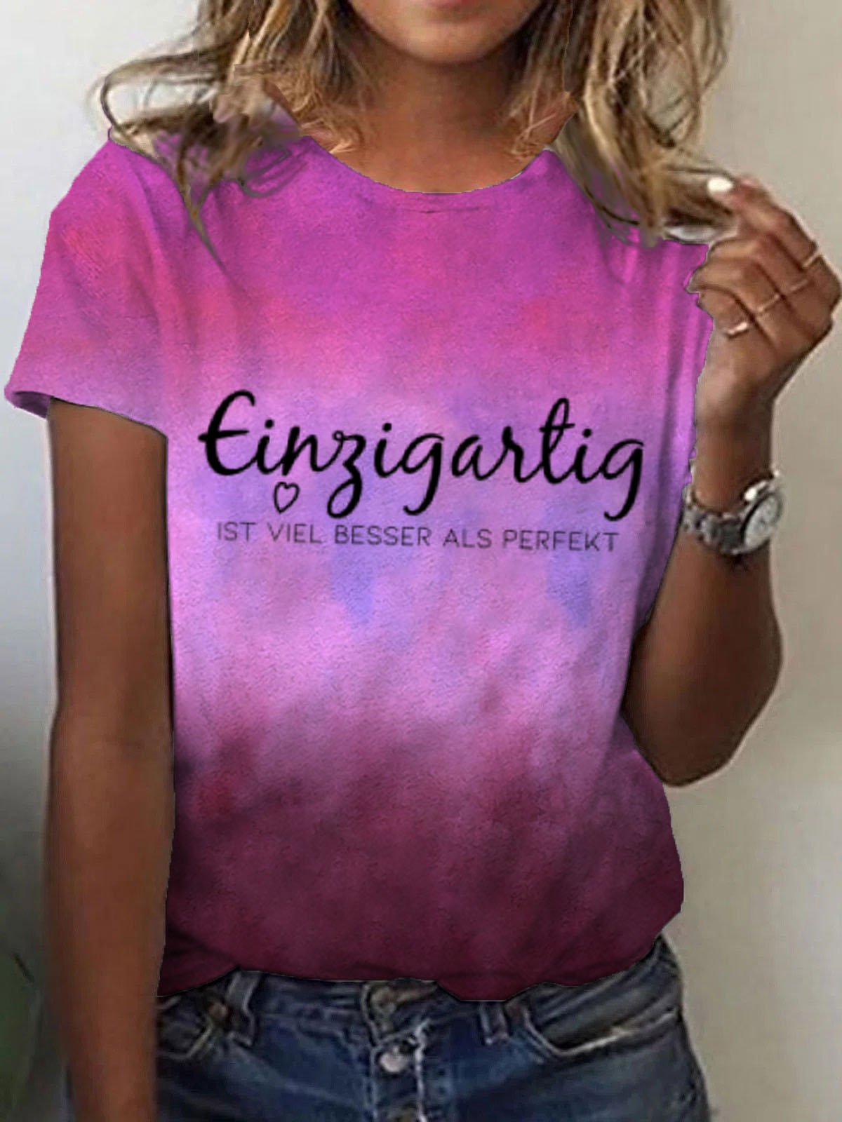 Women's Inspirational Quotes Print Casual Tee