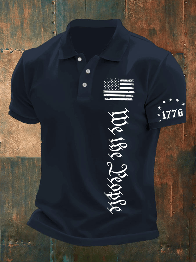Men's Independence Day Printed Casual Polo Shirt