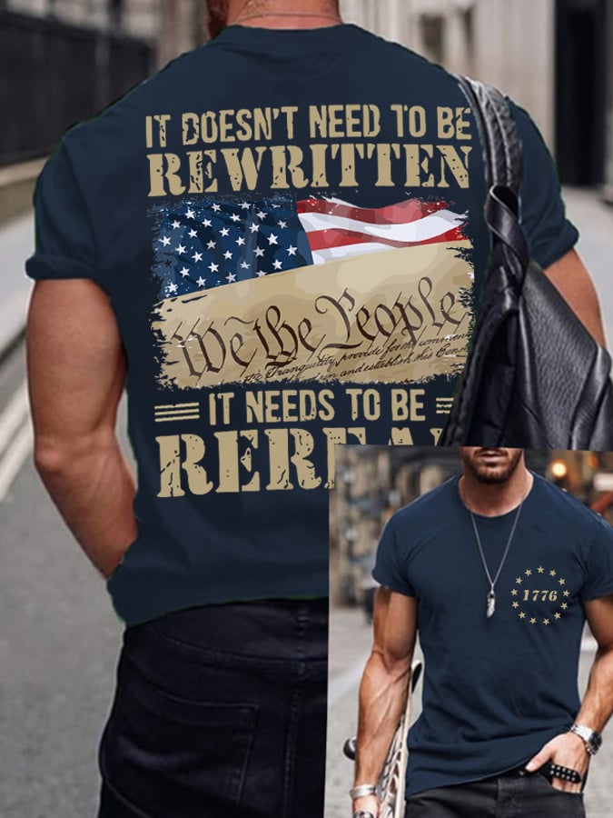 Men's Casual Independence Day Printed Round Neck Short Sleeve T-Shirt