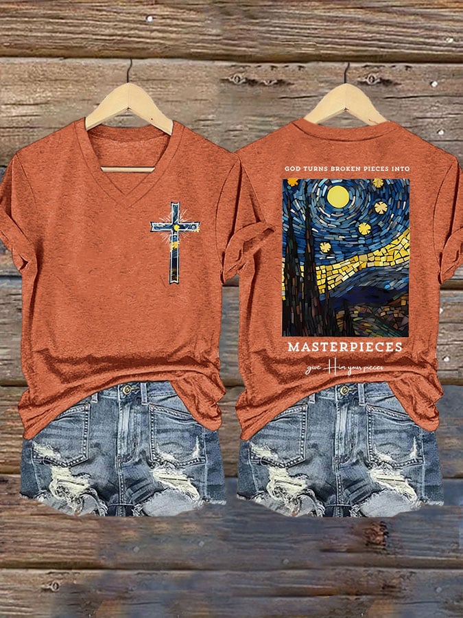 God Turns Broken Pieces Into Masterpieces Give Him Find Your Picces Print T-shirt