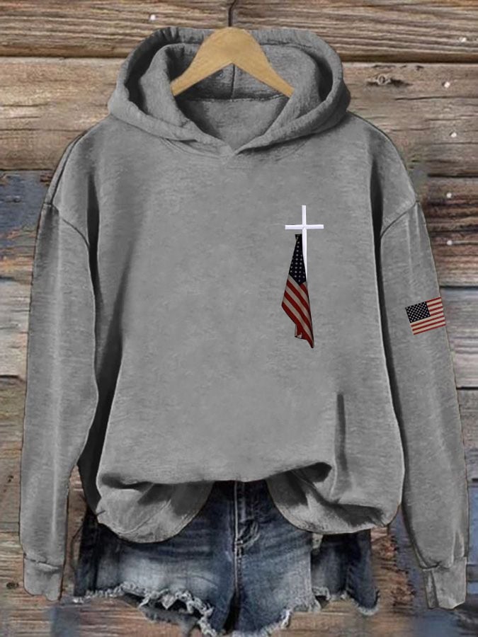 Women's Flag Cross Print  Sweatshirt