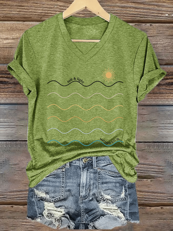Women's Salt & Light Faith Print V-Neck T-Shirt