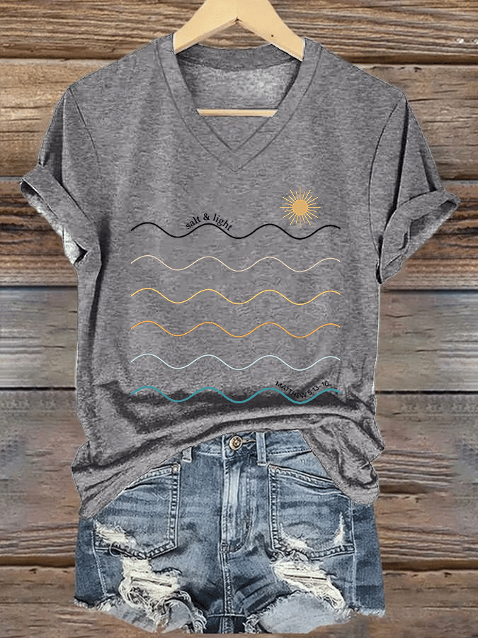 Women's Salt & Light Faith Print V-Neck T-Shirt