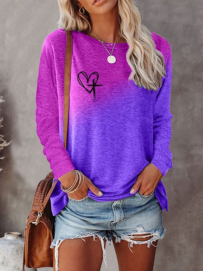 Women's Love Like Jesus Jesus Has My Back Gradient Letter Print T-shirt