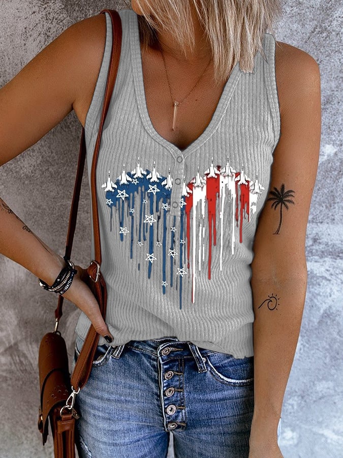 Women's Vintage Flag Print Casual Tank Top