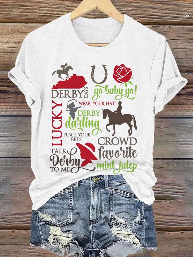 Women's Horse Racing  Printed Casual T-Shirt