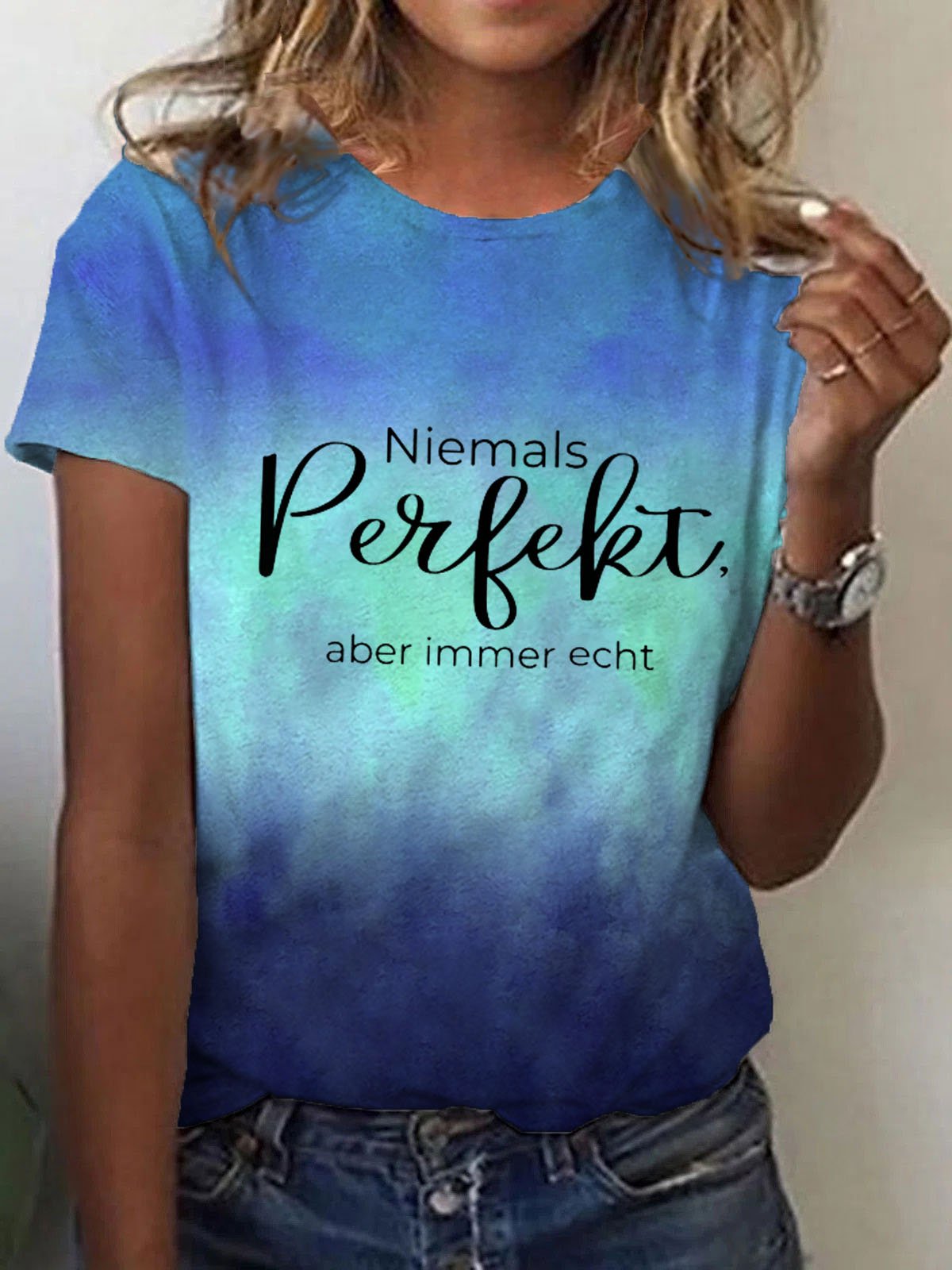 Women's Inspirational Quotes Print Casual Tee