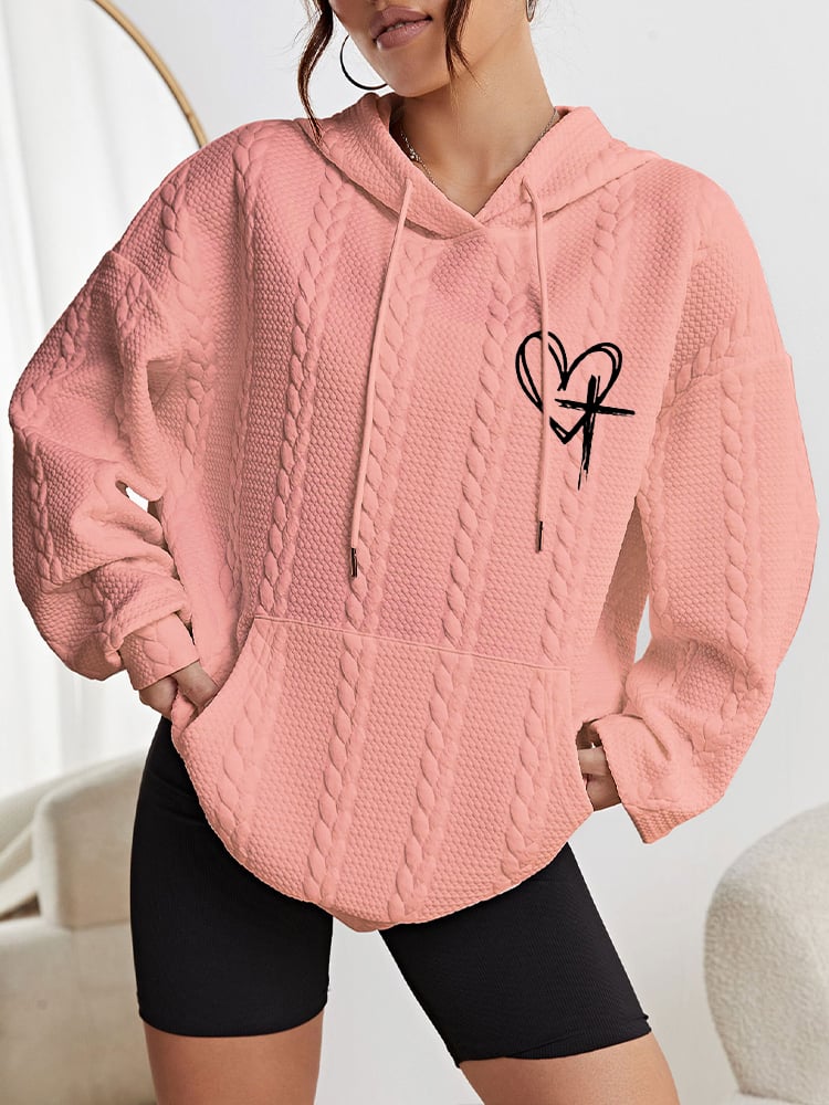 Women's Love Like Jesus Jesus Has My Back Casual Cable Hoodie