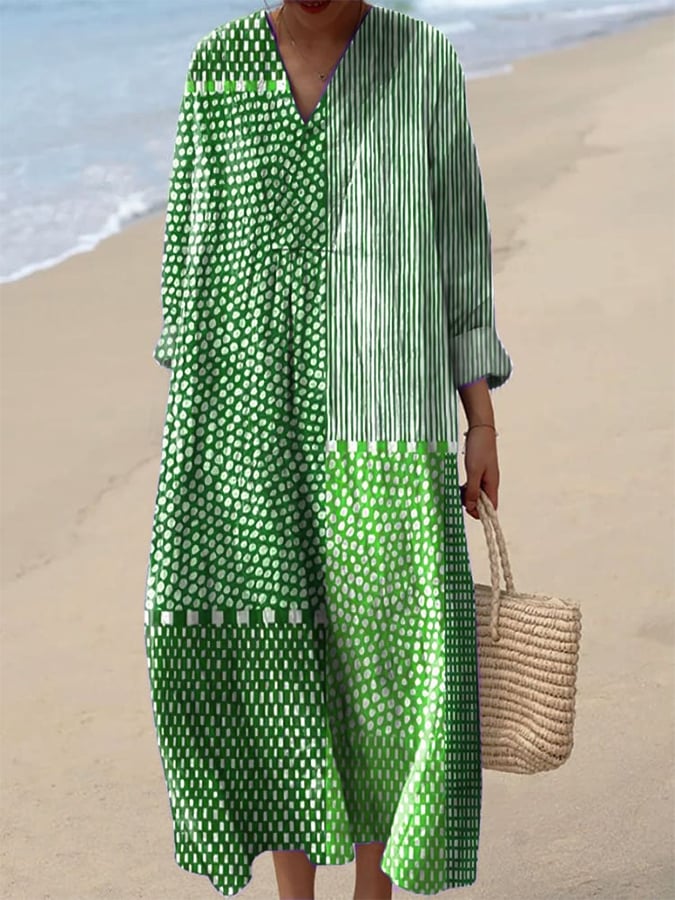 Women's Abstract Geometric Line Art Print Dress