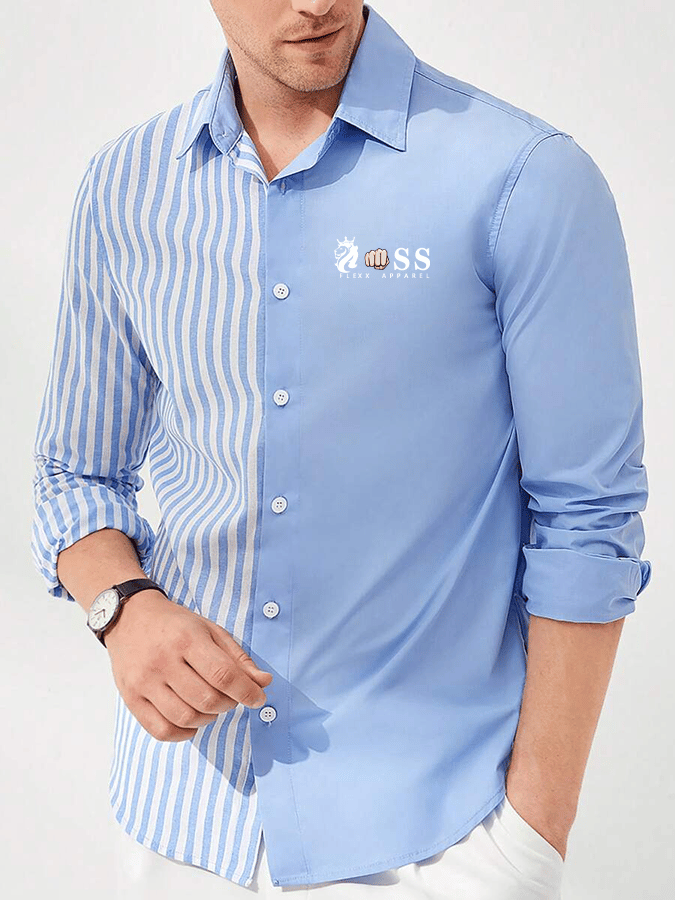 Lässiges Langarmhemd mit Streifen und Buchstaben-Print für Herren