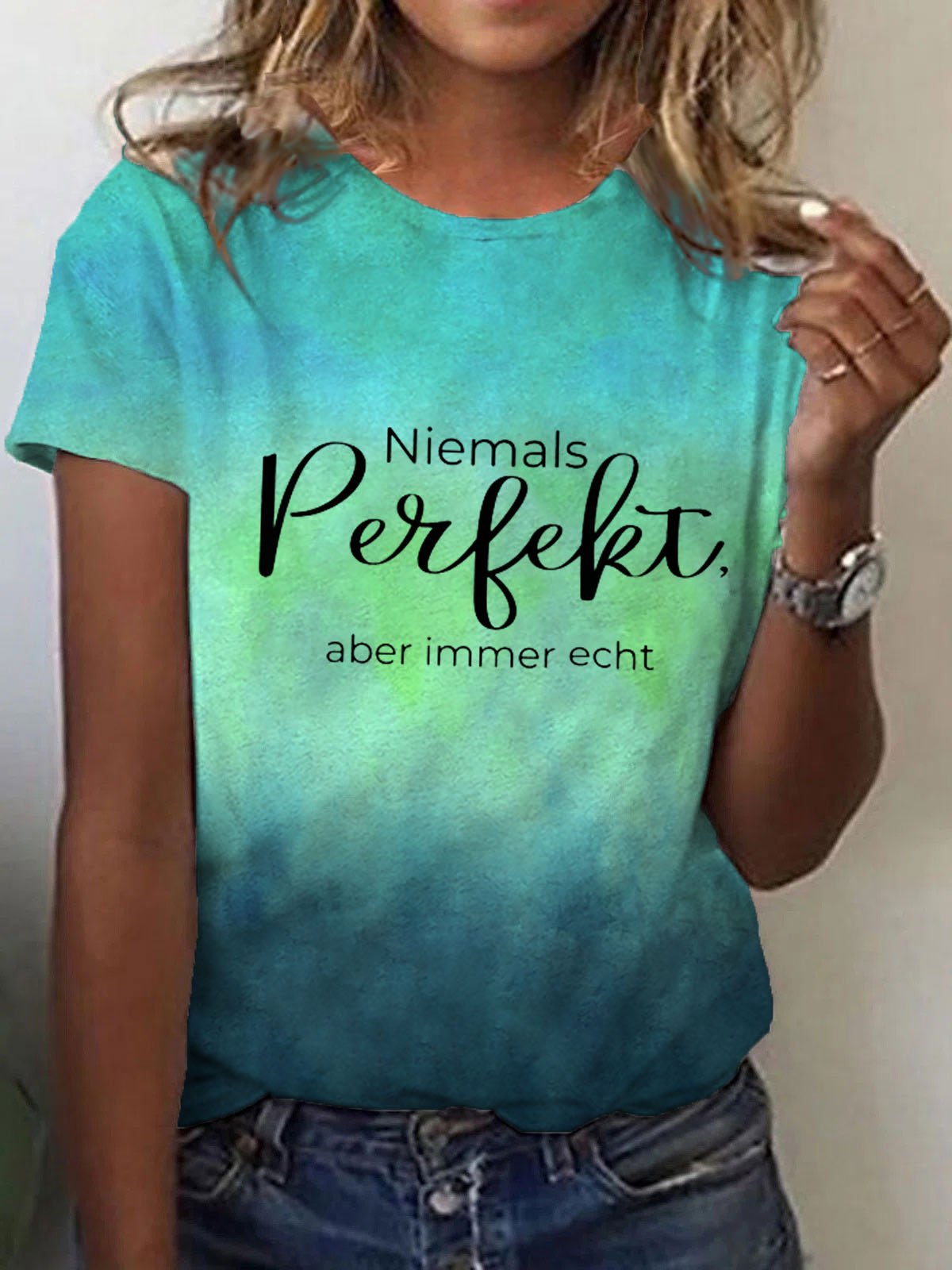 Women's Inspirational Quotes Print Casual Tee
