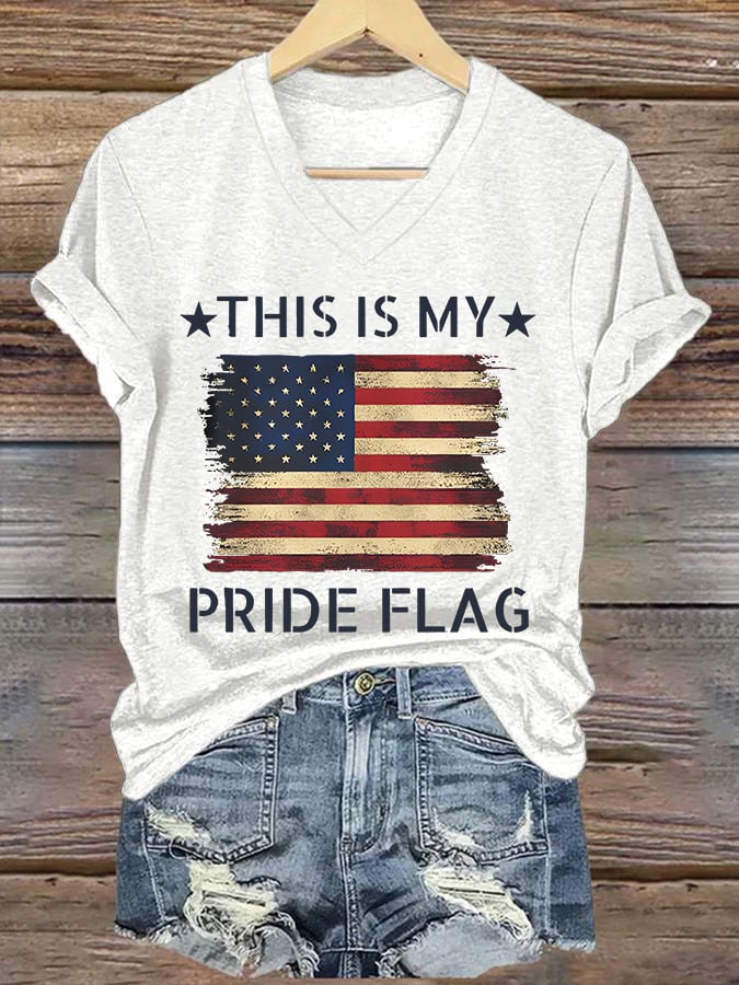 Women'S Casual Faith Flag Graphic Print Short Sleeve T-Shirt