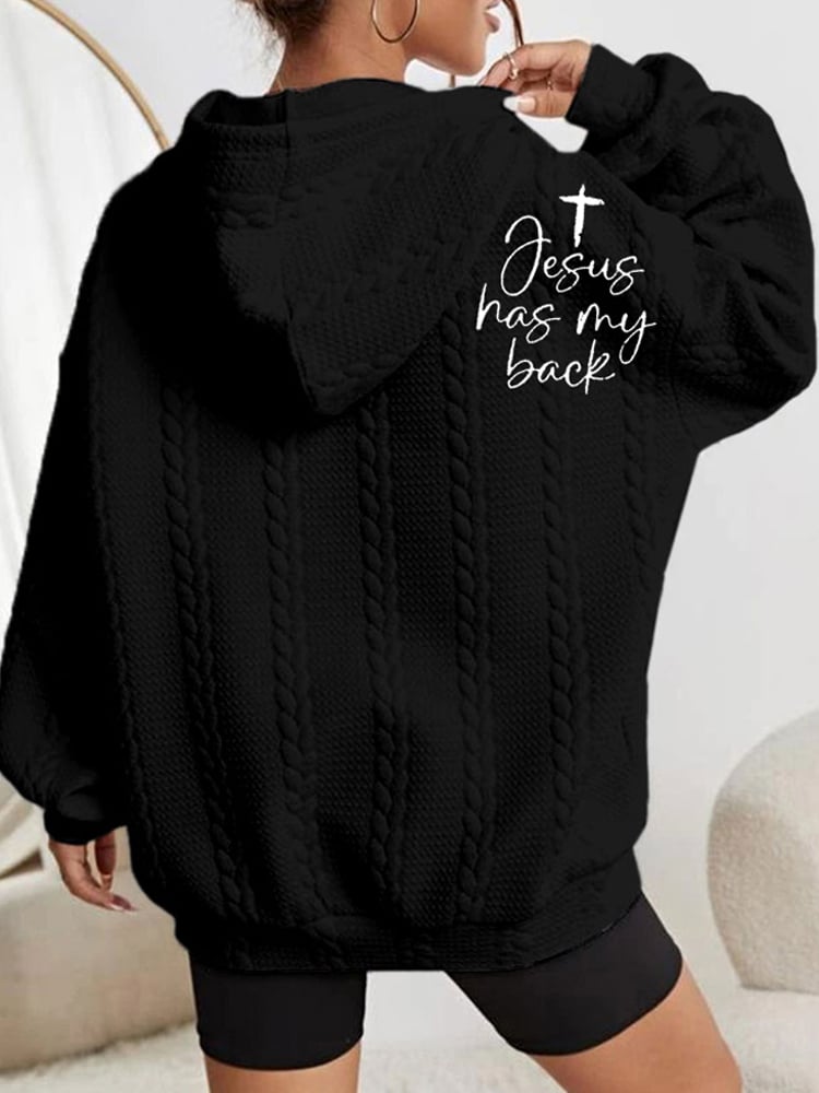 Women's Love Like Jesus Jesus Has My Back Casual Cable Hoodie