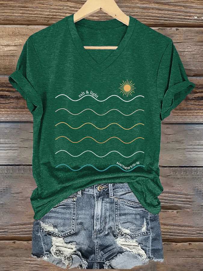 Women's Salt & Light Faith Print V-Neck T-Shirt
