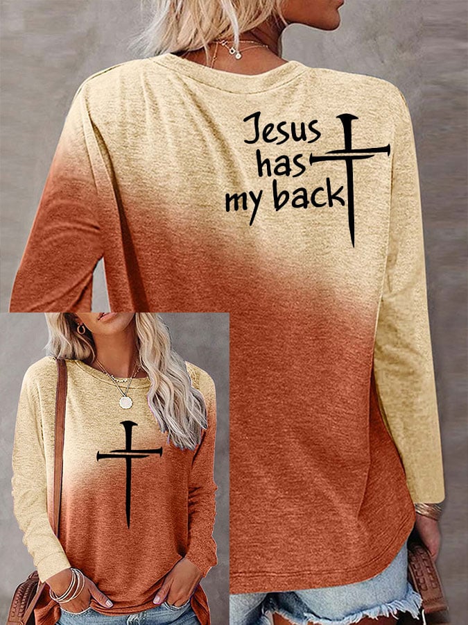 Women's Jesus has my back Casual Long Sleeve T-Shirt