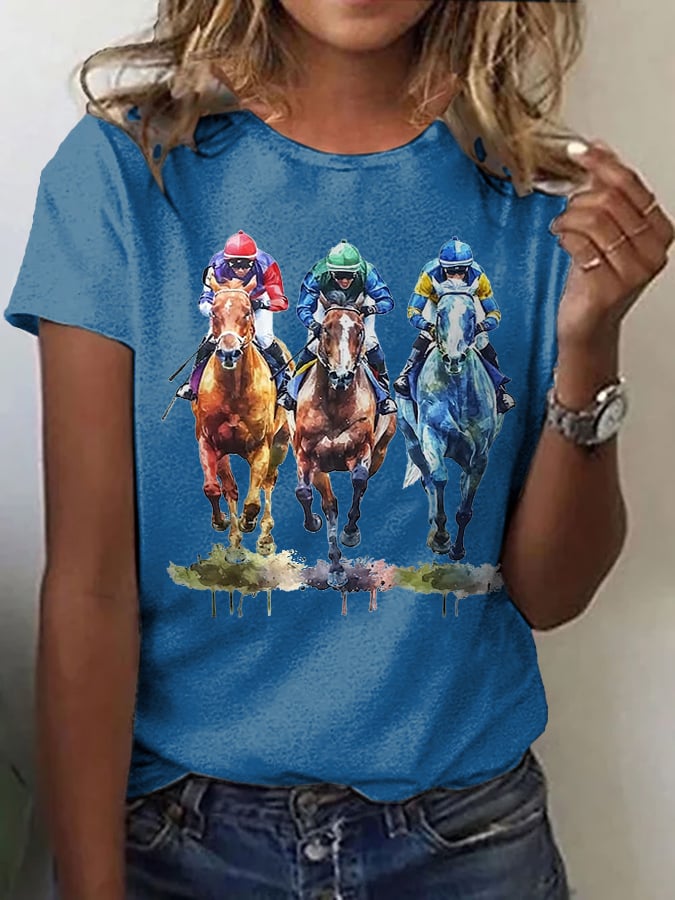Women's Kentucky Derby Printed Casual T-Shirt