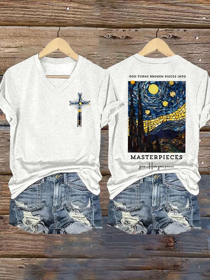 God Turns Broken Pieces Into Masterpieces Give Him Find Your Picces Print T-shirt