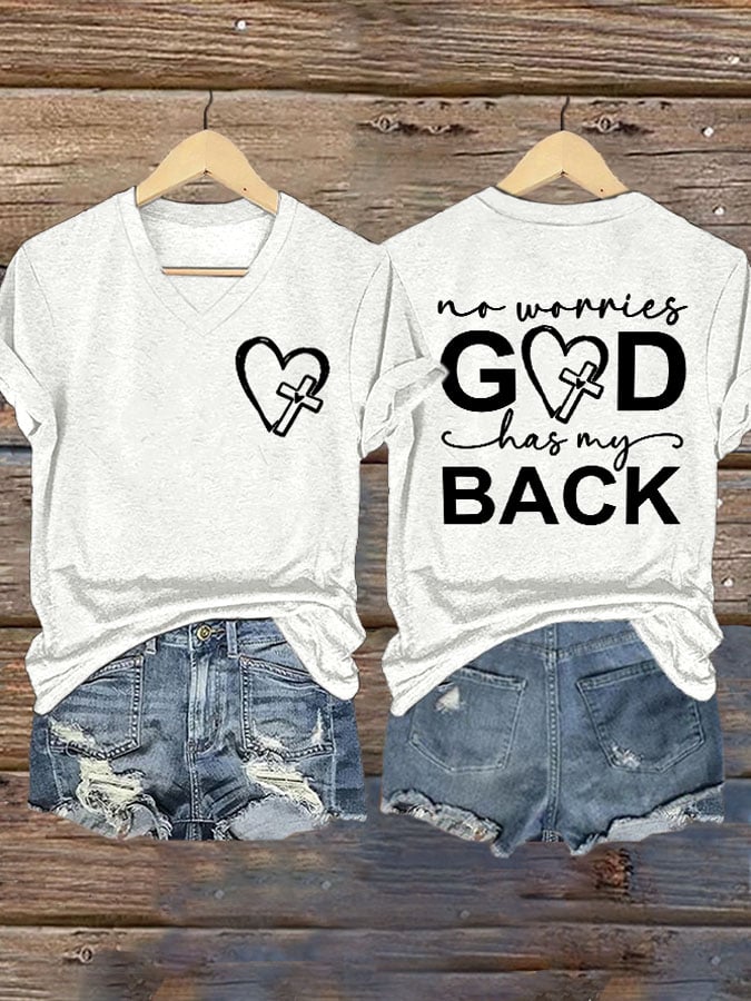 Women's Jesus Has My Back Printed T-Shirt