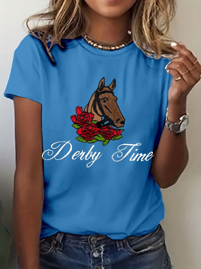 Women's Derby Time Print Casual T-Shirt