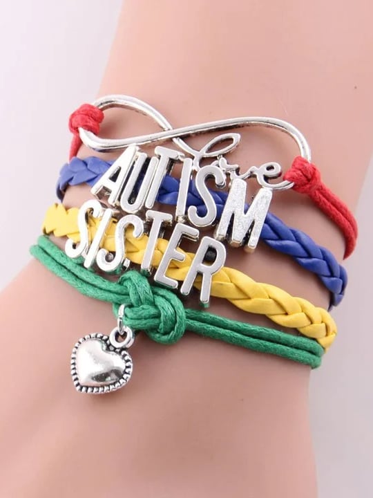 Infinity Love Autism Awareness Bracelet (Mum, Sister, Dad, Nana, Grandma, Aunt, Mom)