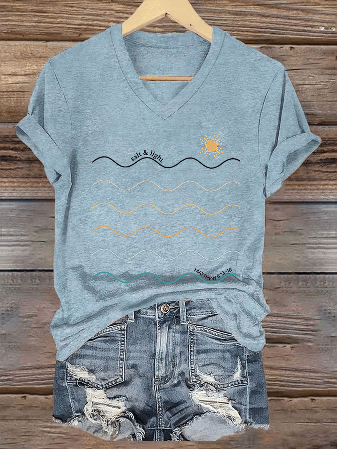 Women's Salt & Light Faith Print V-Neck T-Shirt