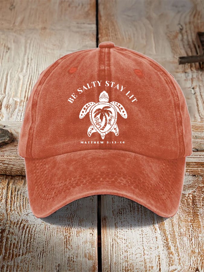 Unisex  Be Salty Stay Lit Matt Sea Turtles Print Hat