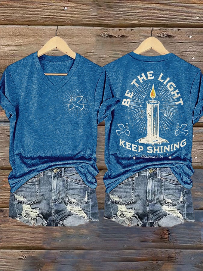 Be The Light Keep Shining Print T-shirt