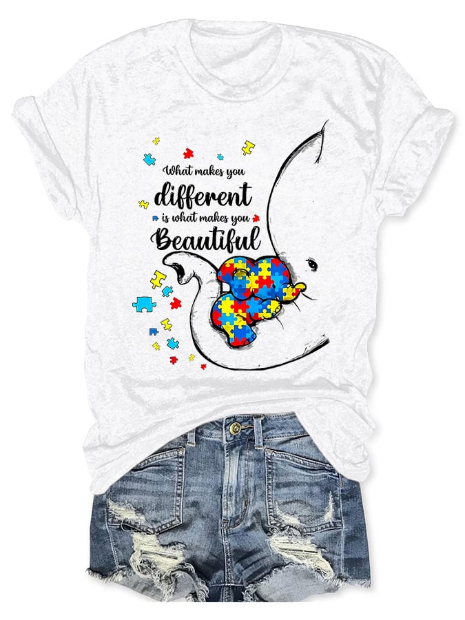 Autism Awareness What Makes You Different Print T-Shirt