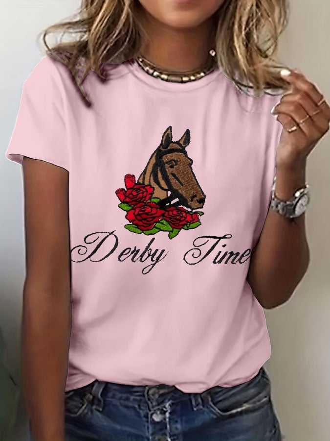 Women's Derby Time Print Casual T-Shirt