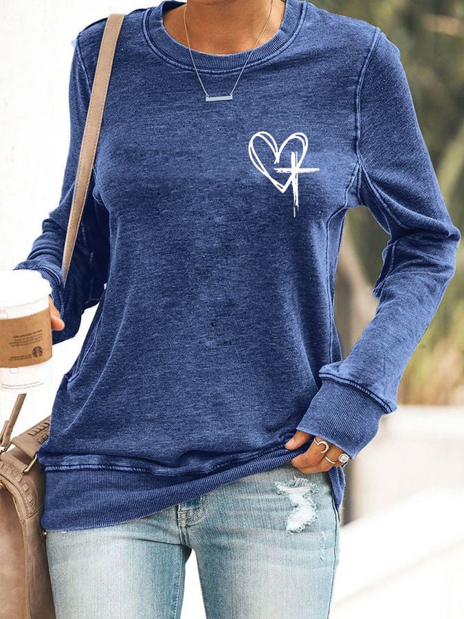 Women's Love Like Jesus Jesus Has My Back Print Sweatshirt