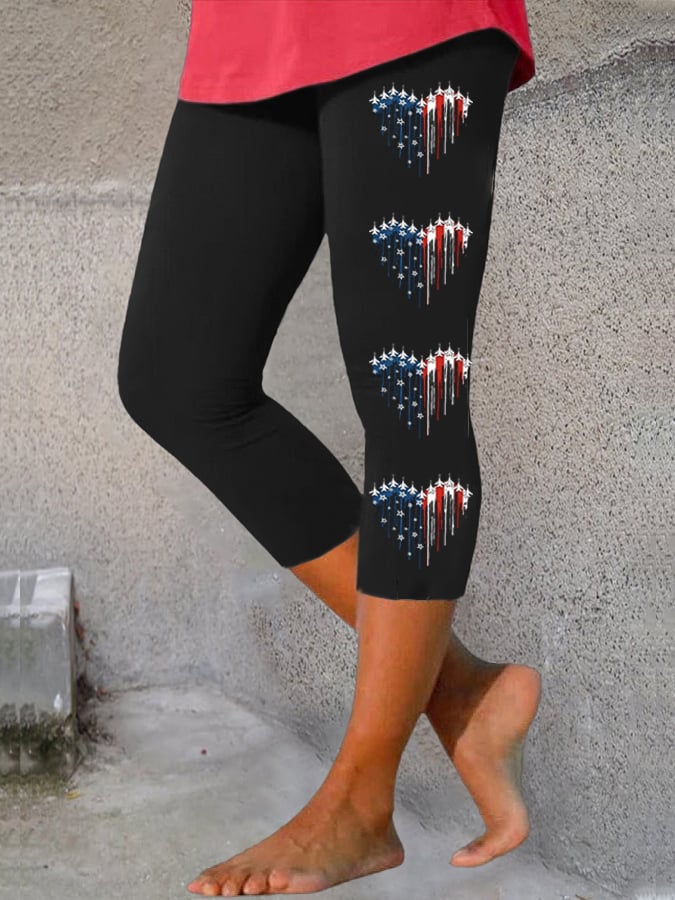 Women's Flag Independence Day Print Casual Leggings