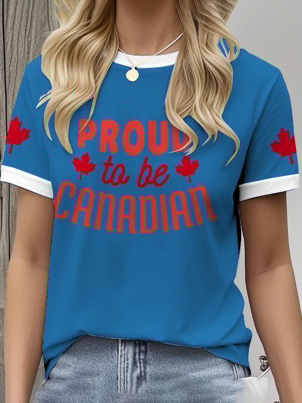 Women's Retro Proud To Be Canadian Print T-Shirt