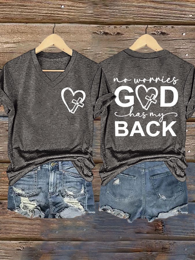 Women's Jesus Has My Back Printed T-Shirt