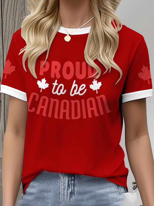Women's Retro Proud To Be Canadian Print T-Shirt