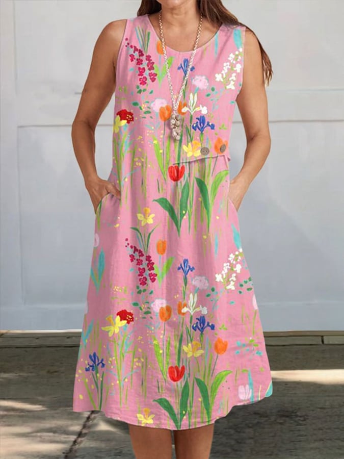 Women's Vintage Floral Print Casual Dress