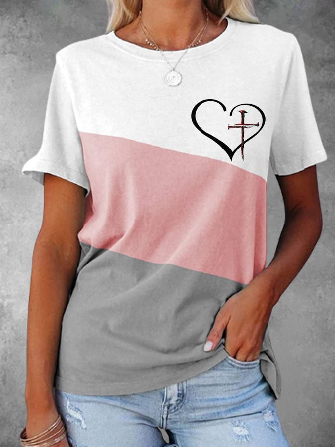 Women's Jesus Has My Back Print Casual  T-Shirt