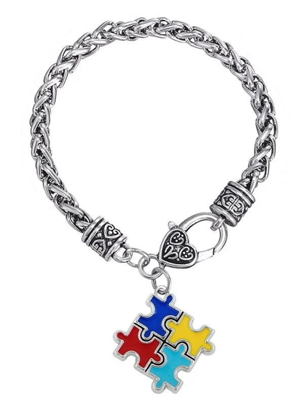 Autism Awareness Geometric Puzzle Alloy Plating Bracelet