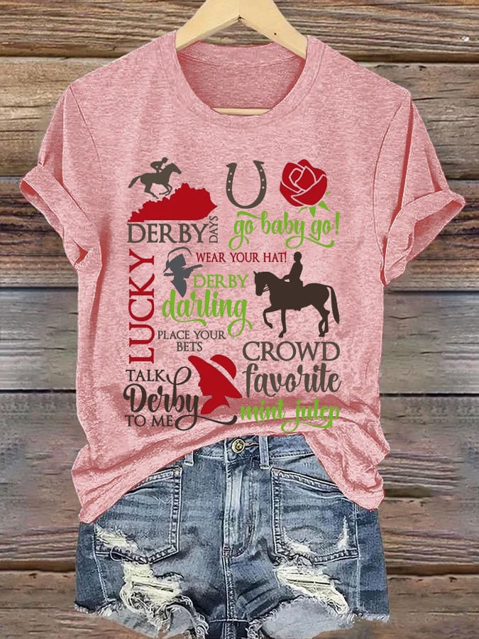 Women's Horse Racing  Printed Casual T-Shirt