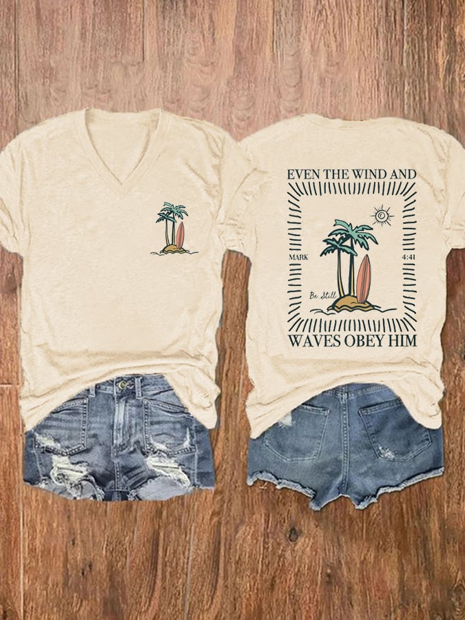 Women Christian Bible Quotes Print Short Sleeve T-Shirt